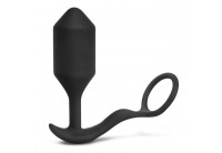 Черная анальная вибропробка с эрекционным кольцом Vibrating Snug Tug XL