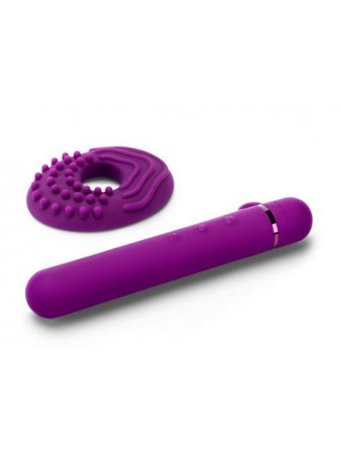 Фиолетовый мини-вибратор Le Wand Baton с текстурированной насадкой - 11,9 см.