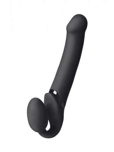 Черный безремневой вибрострапон Vibrating Bendable Strap-On - size L