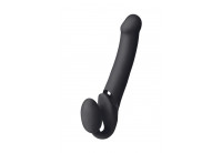 Черный безремневой вибрострапон Vibrating Bendable Strap-On - size L