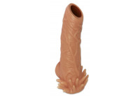 Телесная насадка с усиками и открытой головкой Nude Sleeve S - 10 см.