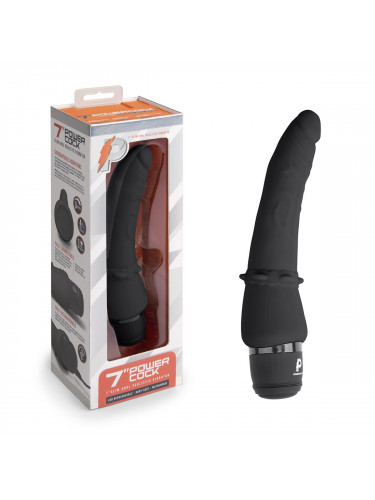 Черный анальный вибратор 7 Slim Anal Realistic Vibrator - 20 см.