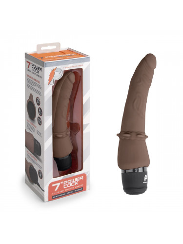 Коричневый анальный вибратор 7 Slim Anal Realistic Vibrator - 20 см.