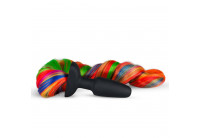 Черная анальная пробка с радужным хвостом Butt Plug With Tail