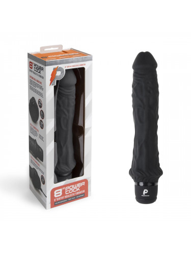 Черный вибратор-реалистик 8 Girthy Realistic Vibrator - 24,5 см.