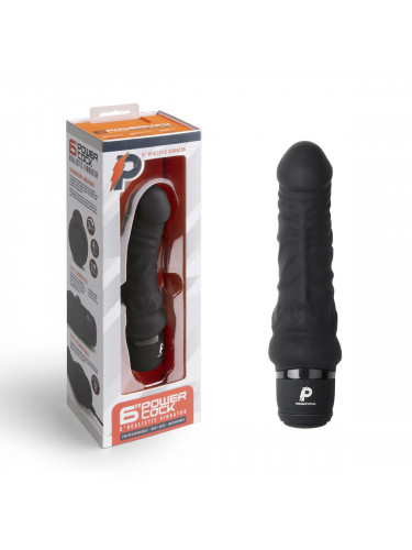 Черный вибратор-реалистик 6 Realistic Vibrator - 17 см.