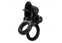 Черное эрекционное кольцо с подхватом мошонки и стимулятором клитора Passionate Ring