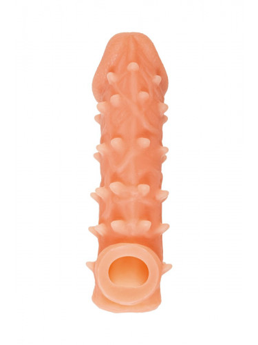 Телесная закрытая насадка с пупырышками Cock Sleeve 005 Size M - 15,6 см.