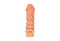 Телесная закрытая насадка с пупырышками Cock Sleeve 005 Size M - 15,6 см.