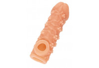 Телесная закрытая насадка с пучками шишечек Cock Sleeve 009 Size L - 17,6 см.