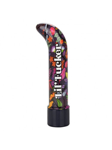 Черный мини-вибратор с цветочным принтом Lil Fucker Mini G-Spot Vibrator - 12,75 см.
