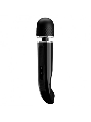 Черный мощный жезловый вибратор с изогнутой ручкой Charming Massager - 24 см.