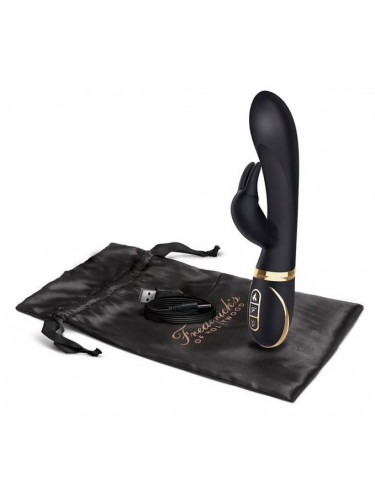 Черный вибратор-кролик с эффектом нагрева Warming Rabbit Vibrator