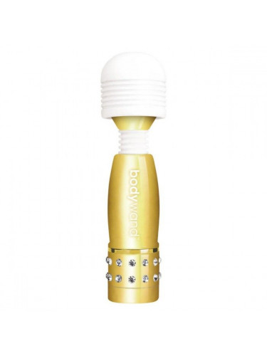 Золотистый жезловый мини-вибратор с кристаллами Mini Massager Gold Edition