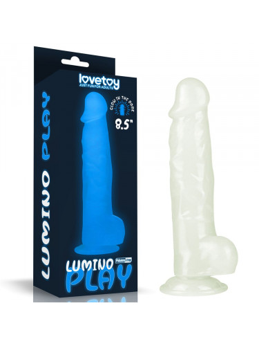 Прозрачный, светящийся в темноте фаллоимитатор Lumino Play Dildo - 21,5 см.