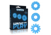 Набор из 3 голубых, светящихся в темноте эрекционных колец Lumino Play