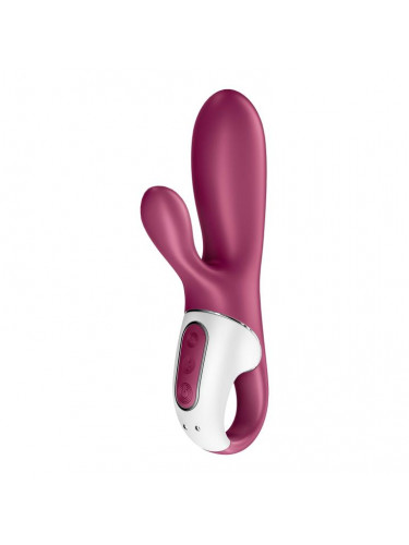 Малиновый вибратор-кролик Hot Bunny с функцией нагрева - 17,5 см.