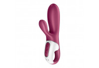 Малиновый вибратор-кролик Hot Bunny с функцией нагрева - 17,5 см.
