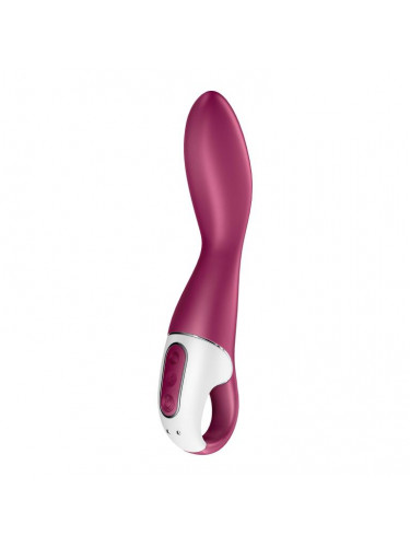 Малиновый вибромассажер для стимуляции G-точки Heated Thrill - 20,6 см.