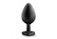 Черная анальная втулка с прозрачным кристаллом Bling Plug Medium - 8,2 см.
