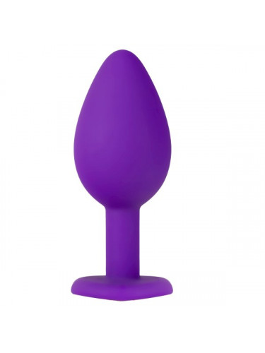 Фиолетовая анальная пробка с золотистым кристаллом-сердцем Bling Plug Small - 7,6 см.
