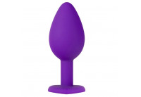 Фиолетовая анальная пробка с золотистым кристаллом-сердцем Bling Plug Small - 7,6 см.