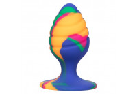 Яркая анальная пробка Cheeky Medium Swirl Tie-Dye Plug - 7,5 см.