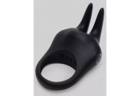 Черное эрекционное виброкольцо Sensation Rechargeable Vibrating Rabbit Love Ring
