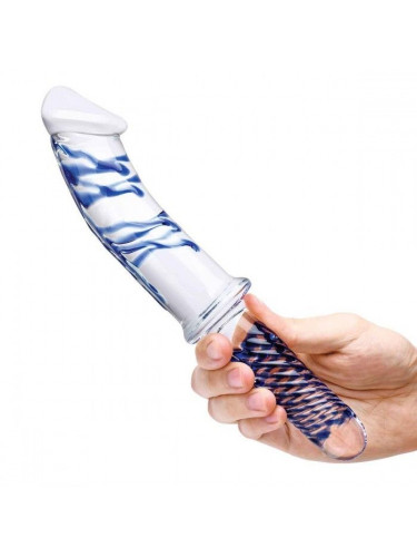 Прозрачно-синий двусторонний стимулятор 11 Realistic Double Ended Dildo - 28 см.