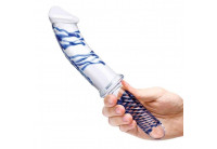 Прозрачно-синий двусторонний стимулятор 11 Realistic Double Ended Dildo - 28 см.