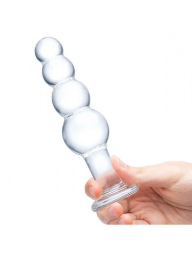 Прозрачная анальная пирамида 7,25 Beaded Butt Plug - 17 см.