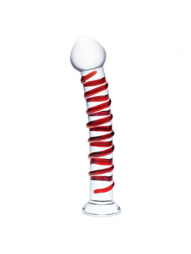 Прозрачный стимулятор с красной спиралью 10 Mr. Swirly Dildo - 25,4 см.