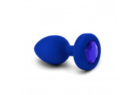 Синяя вибропробка Vibrating Jewel Plug L/XL - 11 см.