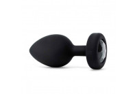 Черная вибропробка Vibrating Jewel Plug XXL - 12 см.
