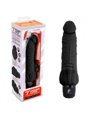 Черный вибратор-реалистик с клиторальными лепестками 7 Realistic Vibrator - 21,5 см.