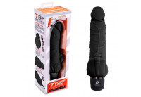 Черный вибратор-реалистик с клиторальными лепестками 7 Realistic Vibrator - 21,5 см.