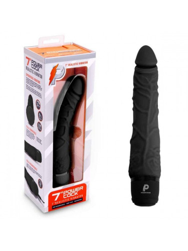 Черный вибратор-реалистик 7 Realistic Vibrator - 20 см.