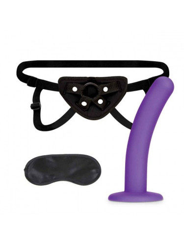Фиолетовый поясной фаллоимитатор Strap on Harness 5in Dildo Set - 12,25 см.