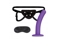 Фиолетовый поясной фаллоимитатор Strap on Harness 5in Dildo Set - 12,25 см.
