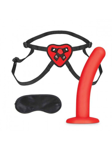 Красный поясной фаллоимитатор Red Heart Strap on Harness 5in Dildo Set - 12,25 см.