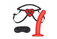 Красный поясной фаллоимитатор Red Heart Strap on Harness 5in Dildo Set - 12,25 см.