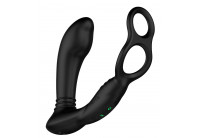 Черный вибромассажер простаты Nexus Simul8 Stroker Edition с кольцами для пениса и мошонки