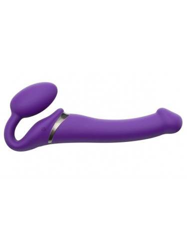 Фиолетовый безремневой вибрострапон Silicone Bendable Strap-On - size M