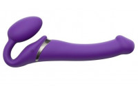 Фиолетовый безремневой вибрострапон Silicone Bendable Strap-On - size M