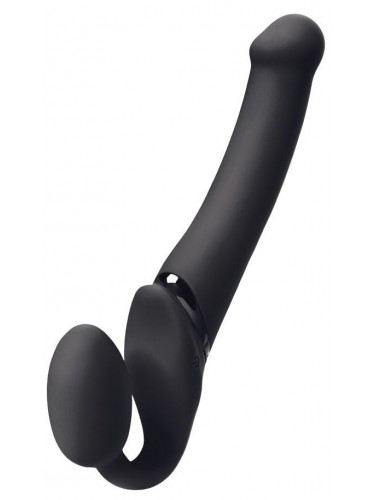 Черный безремневой вибрострапон Silicone Bendable Strap-On - size XL