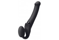 Черный безремневой вибрострапон Silicone Bendable Strap-On - size XL