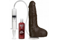 Коричневый фаллоимитатор с имитацией семяизвержением Bust It Squirting Realistic Cock - 23,36 см.