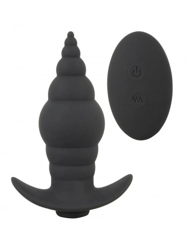 Черная анальная вибропробка RC Butt Plug - 9,6 см.