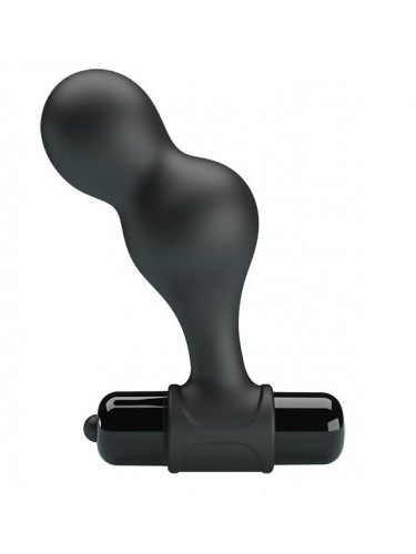 Черная анальная пробка с вибрацией Silicone Vibrating Anal Plug - 10 см.