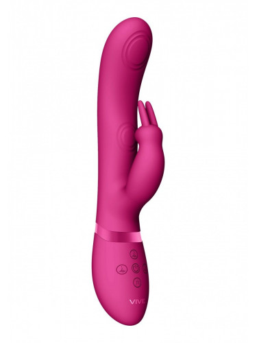 Розовый вибромассажер May Pulse-Wave C-spot G-Spot Rabbit - 22 см.